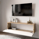 Έπιπλο τηλεόρασης επιτοίχιο Serit pakoworld λευκό-oak 100x31,5x29,5εκ - Image 2