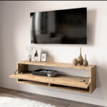 Έπιπλο τηλεόρασης επιτοίχιο Roscoe pakoworld oak 100x31,5x29,5εκ - Image 2