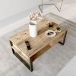 Τραπέζι σαλονιού Honora pakoworld oak-μαύρο 100x60x44,5εκ - Image 2