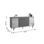 Μπουφές Augusta pakoworld oak-ανθρακί 160x40x78.5εκ - Image 5