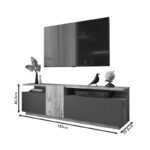 Έπιπλο τηλεόρασης Elana pakoworld sonoma-ανθρακί 150x29.5x46.3εκ - Image 5