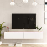 Έπιπλο τηλεόρασης επιτοίχιο Dello pakoworld λευκό-oak 180x31.6x29.6εκ - Image 3