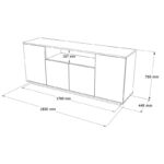 Μπουφές Placefol pakoworld μελαμίνης λευκό-φυσικό 180x44.5x75εκ - Image 3