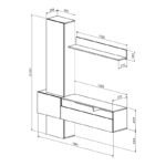 Σύνθετο σαλονιού Wendy pakoworld σε oak-μαύρη απόχρωση 195.1x37.3x219.1εκ - Image 2