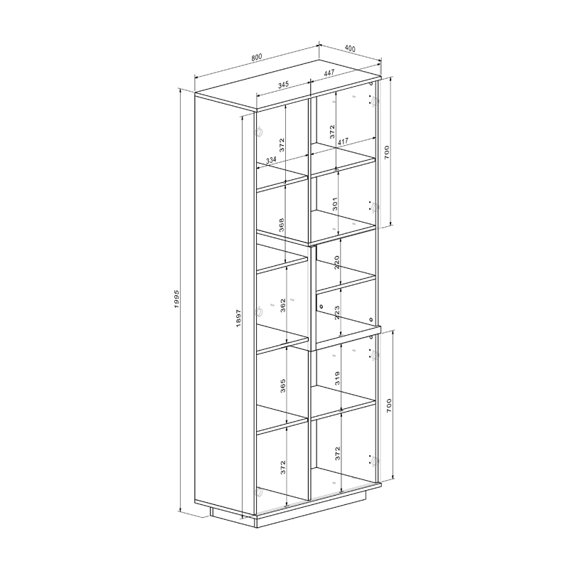 192-000072-1 Σύνθετο σαλονιού Norda pakoworld κρεμ με oak 187x40x58,4εκ - Image 1