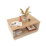 Τραπέζι Monik pakoworld σε oak-ανοιχτό γκρι απόχρωση 90x56x40εκ - Image 2