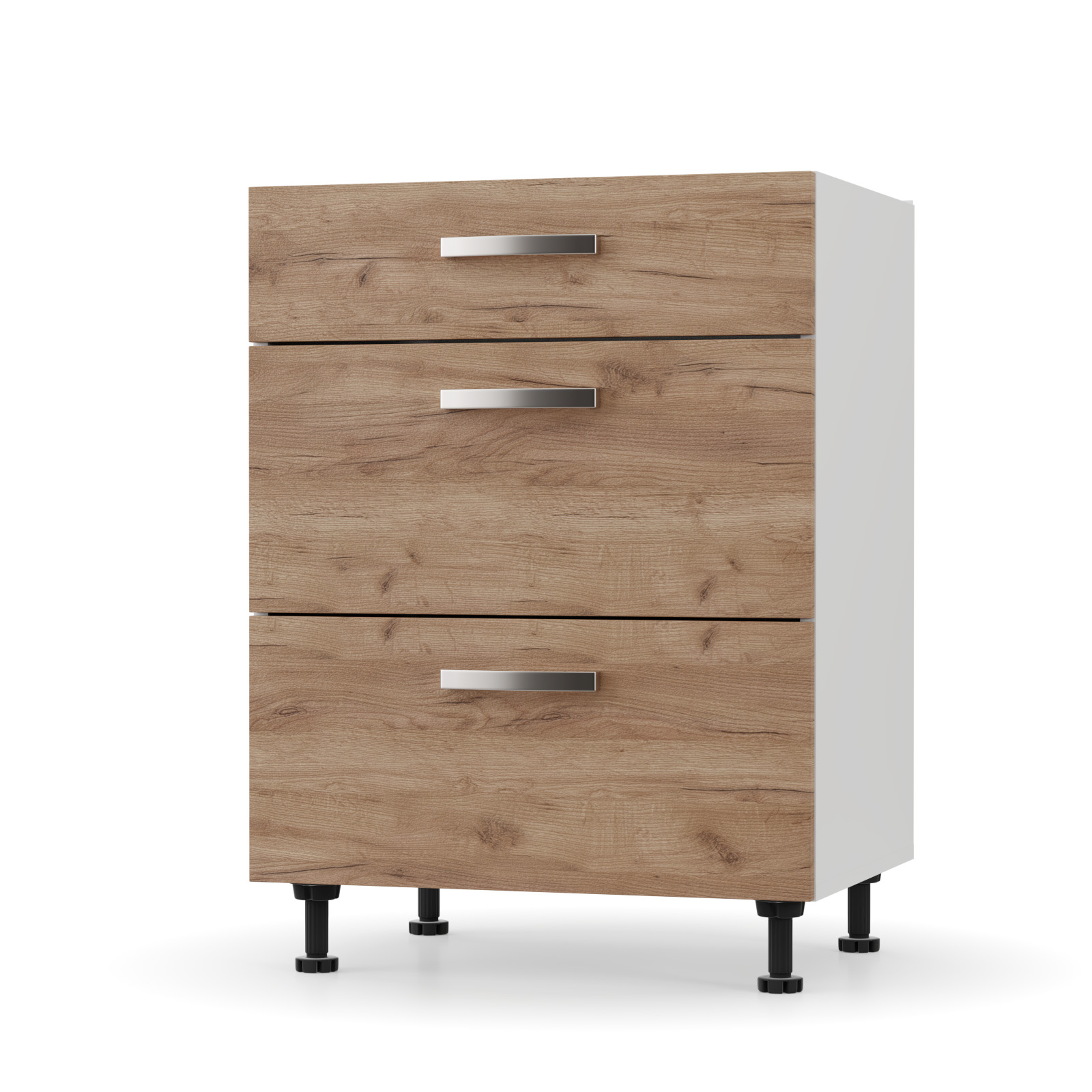 2225 CHARLOTΤE Συρταριέρα 60x46.5x82εκ με μεταλλικά χερούλια Χρυσό Δρυς - Image 1