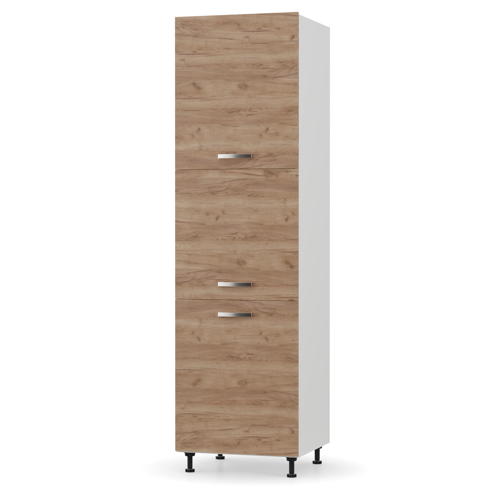 2233 CHARLOTΤE Στήλη Kουζίνας 60x56x213.4εκ με μεταλλικά χερούλια Χρυσός Δρυς - Image 1