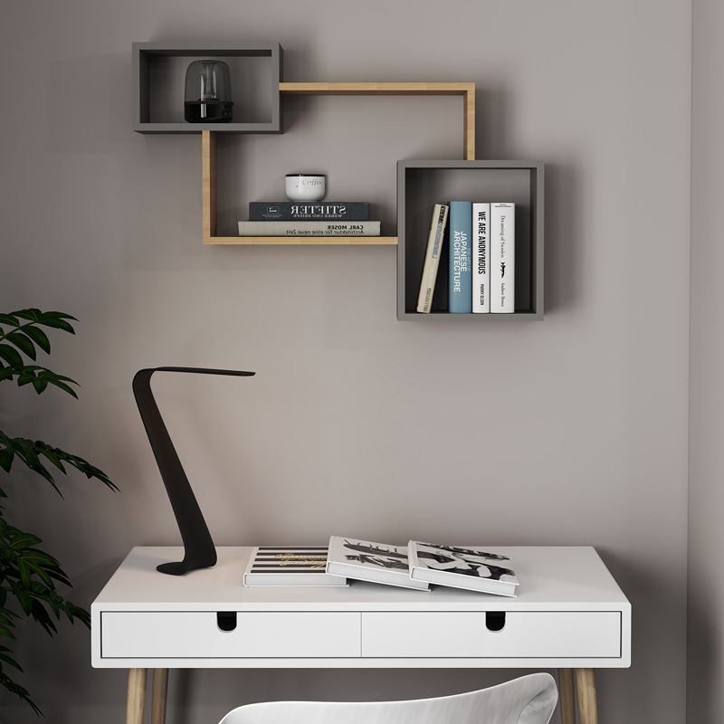 225-000068-1 Ράφι τοίχου Beldra pakoworld σε φυσική με γκρι cement απόχρωση 84x15x57.8εκ - Image 1