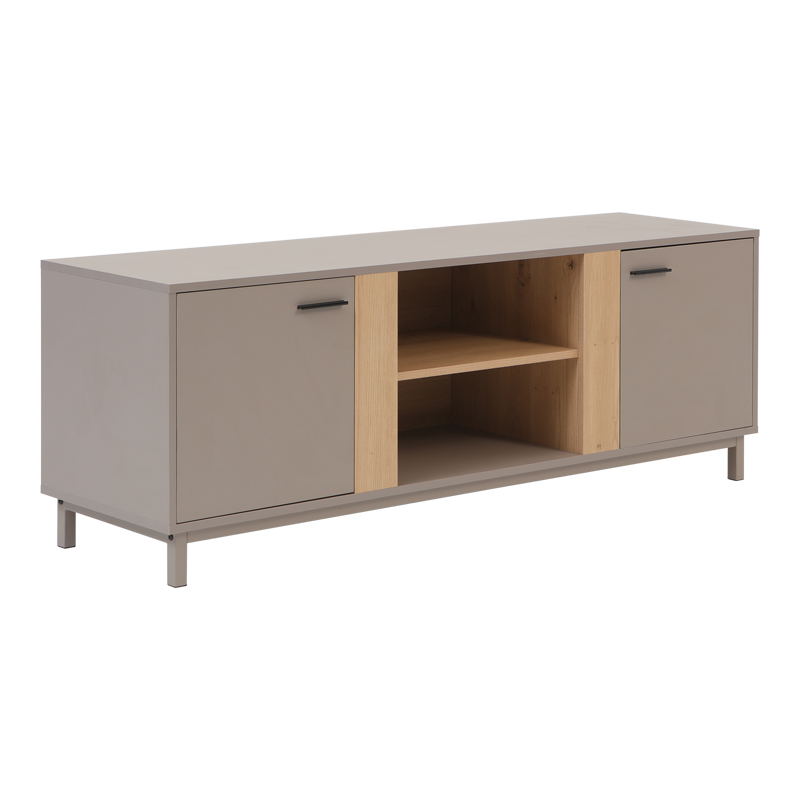 225-000099-1 Έπιπλο τηλεόρασης Polenio pakoworld taupe με φυσικό 150x40x53εκ - Image 1