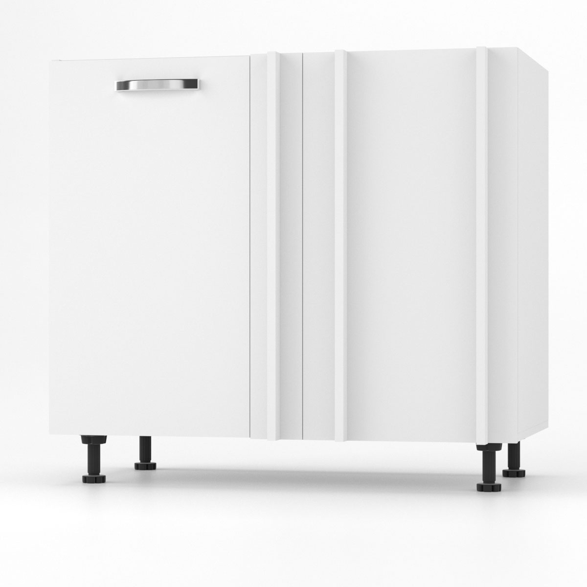 2250 CHARLOTΤE Κάτω Ντουλάπι Γωνίας 90x50x82εκ με μεταλλικά χερούλια Λευκό - Image 1