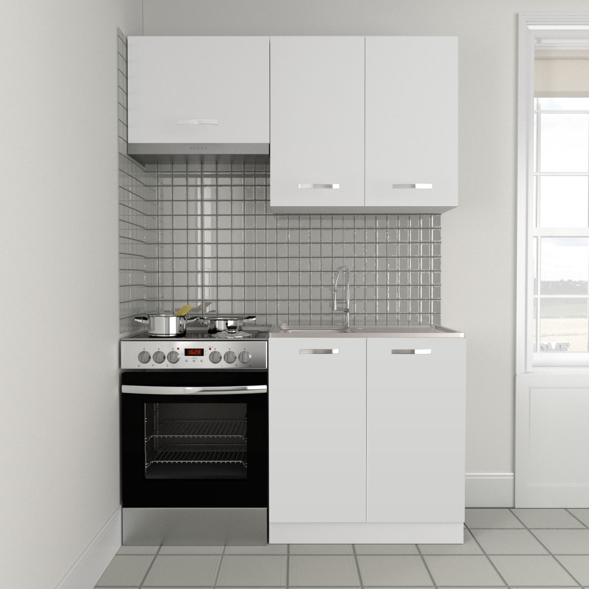2251 Κουζίνα Charlotte Σετ 2.2 Λευκή με μεταλλικά χερούλια - Image 1