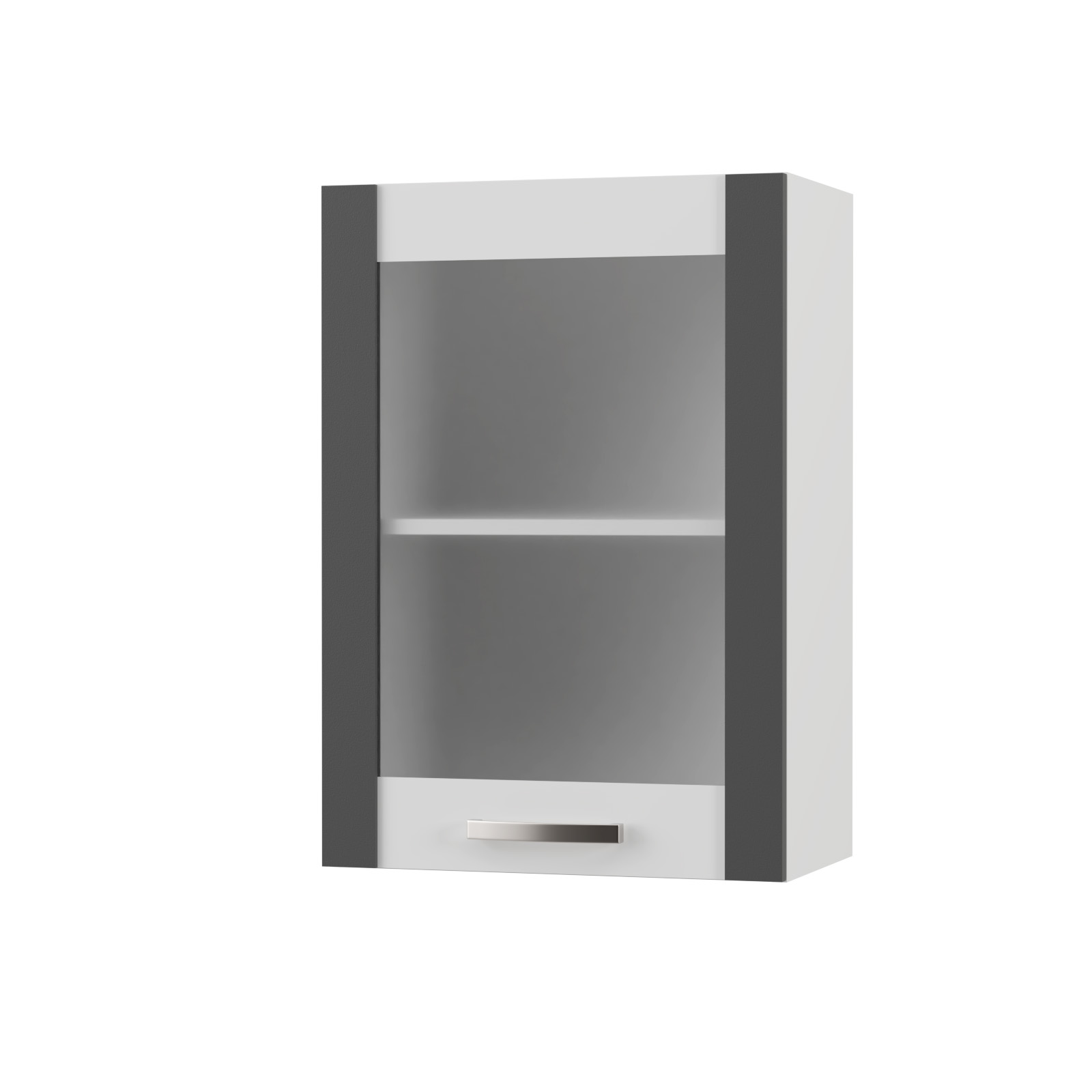 2267 CHARLOTΤE Πάνω Ντουλάπι Με Τζάμι Αριστερό 50x30.5x71.8 με μεταλλικά χερούλια Γραφίτης - Image 1
