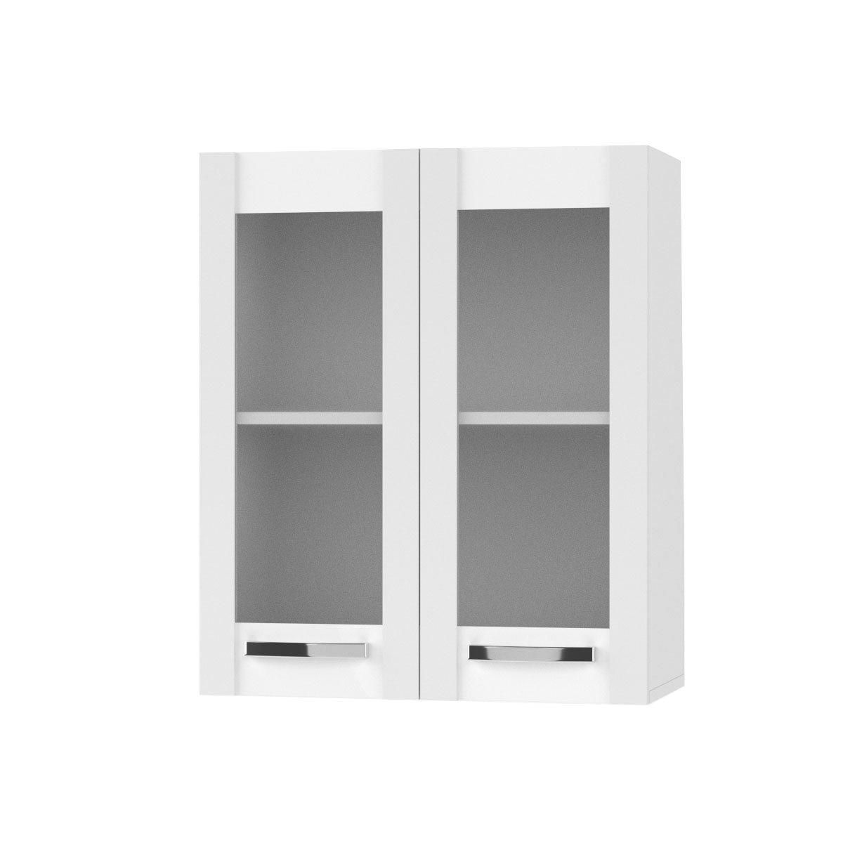 2279 CHARLOTΤE Πάνω Ντουλάπι Με Τζάμι 60x30.5x71.8εκ με μεταλλικά χερούλια Λευκό - Image 1