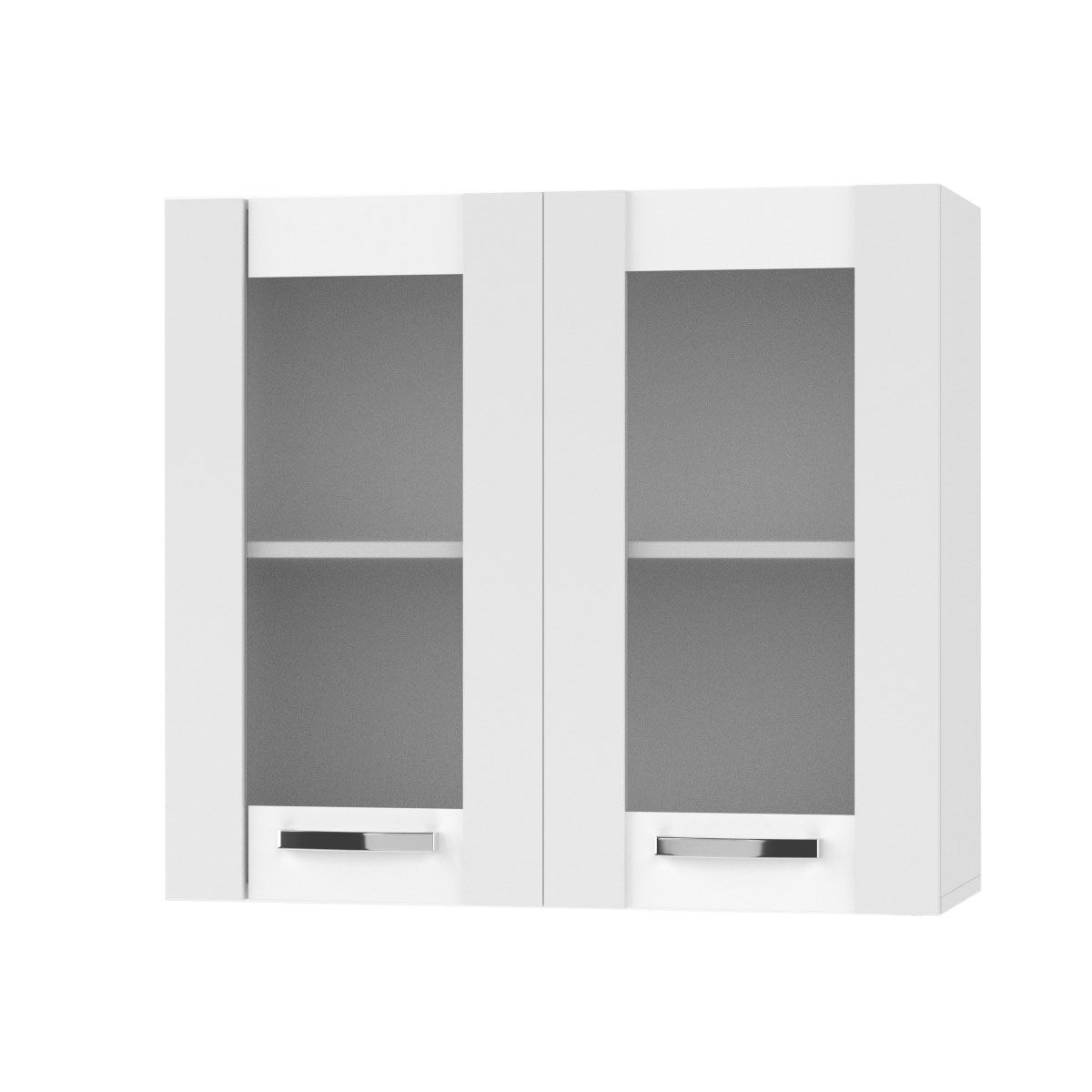 2285 CHARLOTΤE Πάνω Ντουλάπι Με Τζάμι 80x30.5x71.8εκ με μεταλλικά χερούλια Λευκό - Image 1