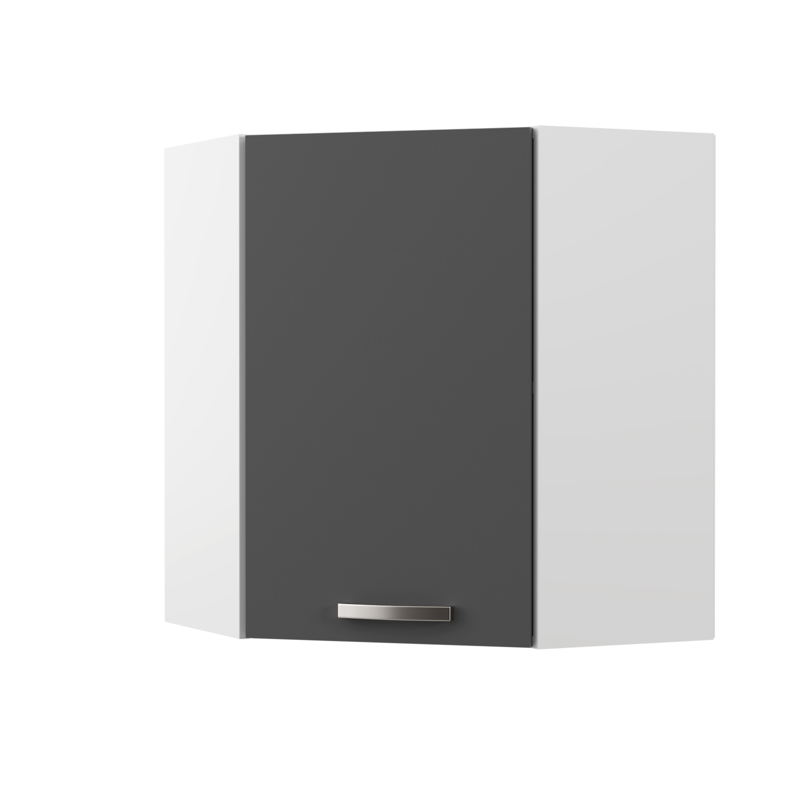 2292 CHARLOTΤE Πάνω Ντουλάπι Γωνίας 60x60x71.8εκ με μεταλλικά χερούλια Γραφίτης - Image 1