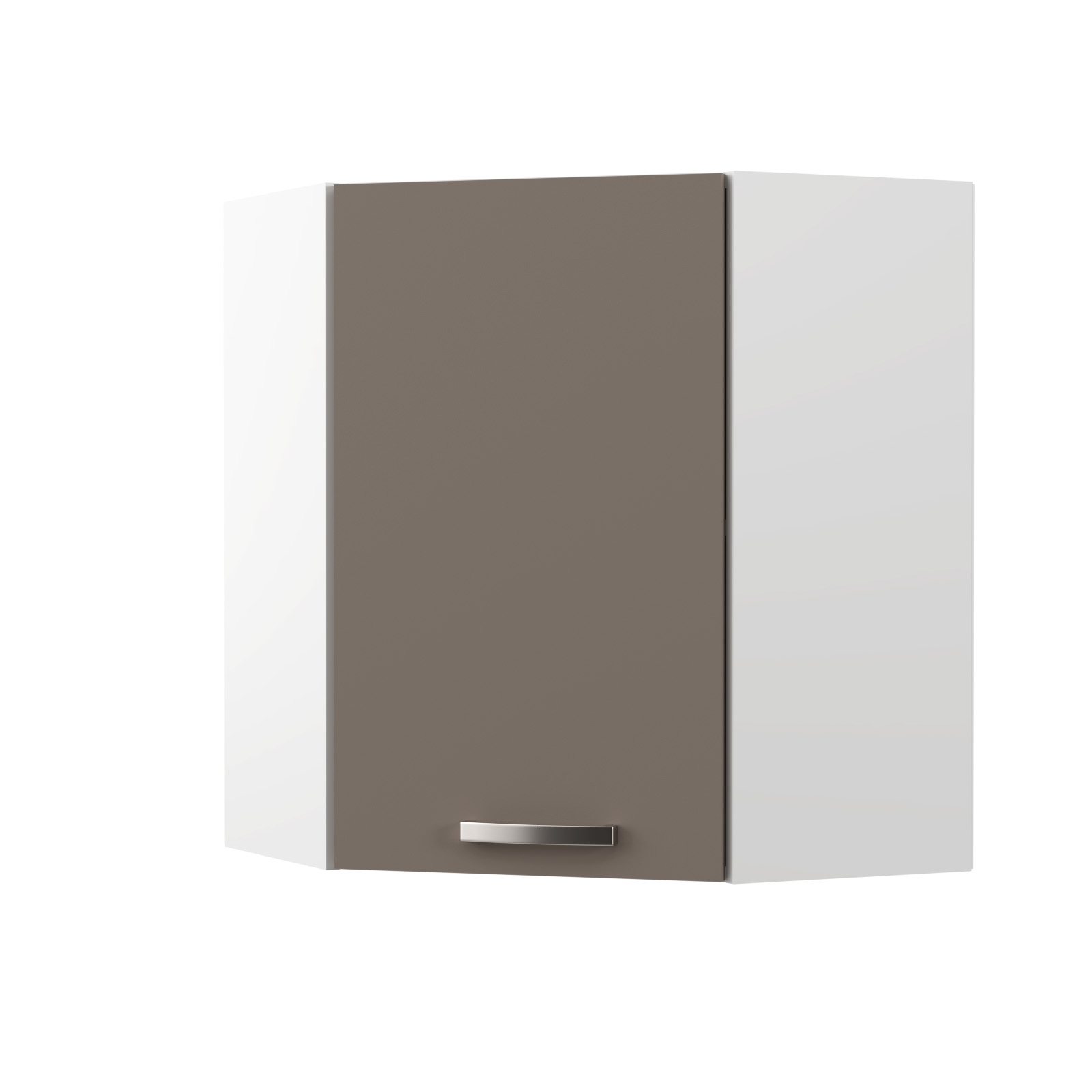 2293 CHARLOTΤE Πάνω Ντουλάπι Γωνίας 60x60x71.8εκ με μεταλλικά χερούλια Μόκα - Image 1