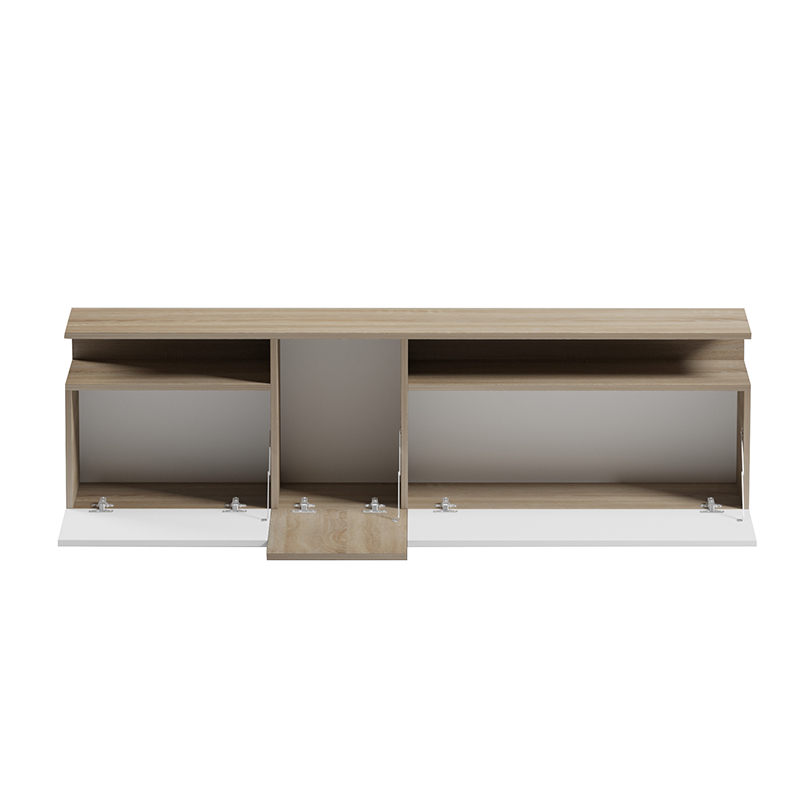 230-000122-1 Έπιπλο τηλεόρασης Vendora pakoworld σε sonoma-λευκή απόχρωση 150x29.5x46.3εκ - Image 1