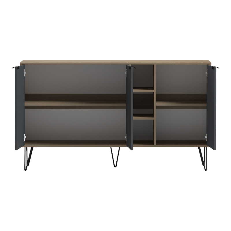230-000162-1 Μπουφές Balain pakoworld sonoma-ανθρακί 142x35.5x83εκ - Image 1