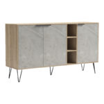 Μπουφές Balain pakoworld sonoma-γκρι μπεζ όψη μαρμάρου 142x35.5x83εκ - Image 2