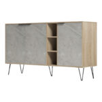 Μπουφές Balain pakoworld sonoma-γκρι μπεζ όψη μαρμάρου 142x35.5x83εκ - Image 4