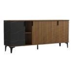 Μπουφές Riba pakoworld καρυδί-μαύρη όψη μαρμάρου 180x40x78εκ - Image 2
