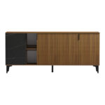 Μπουφές Riba pakoworld καρυδί-μαύρη όψη μαρμάρου 180x40x78εκ - Image 3