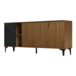 Μπουφές Riba pakoworld καρυδί-μαύρη όψη μαρμάρου 180x40x78εκ - Image 4