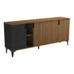 Μπουφές Riba pakoworld καρυδί-μαύρη όψη μαρμάρου 180x40x78εκ - Image 5