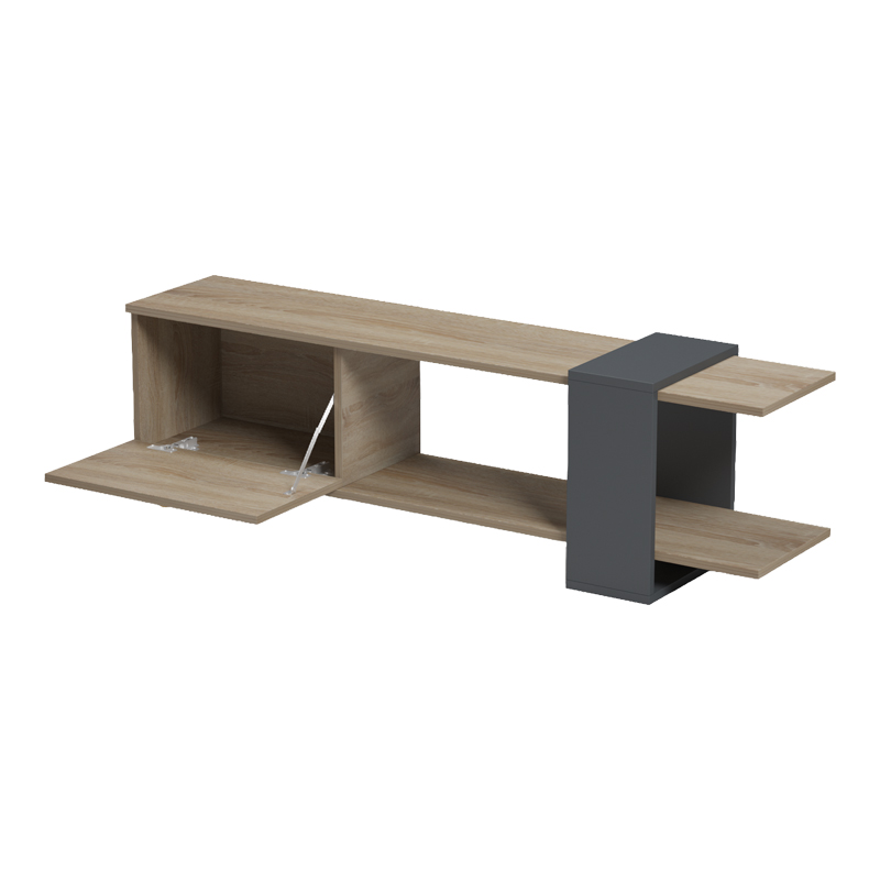 230-000200-1 Έπιπλο τηλεόρασης Standi pakoworld σε sonoma-ανθρακί 120x25x36.8εκ - Image 1