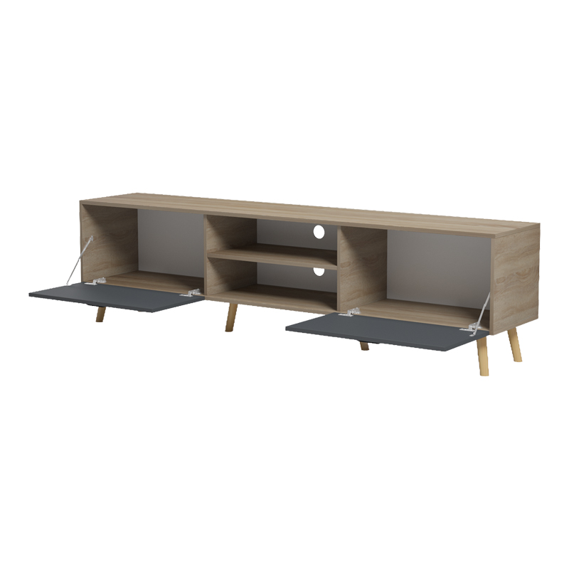 230-000205-1 Έπιπλο τηλεόρασης Gorna pakoworld sonoma-ανθρακί 180x35x48.6εκ - Image 1
