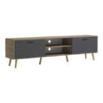 Έπιπλο τηλεόρασης Gorna pakoworld sonoma-ανθρακί 180x35x48.6εκ - Image 2