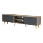 Έπιπλο τηλεόρασης Gorna pakoworld sonoma-ανθρακί 180x35x48.6εκ - Image 4