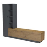 Σύνθετο σαλονιού Tilveo pakoworld oak-ανθρακί 230x41.5x180εκ - Image 4
