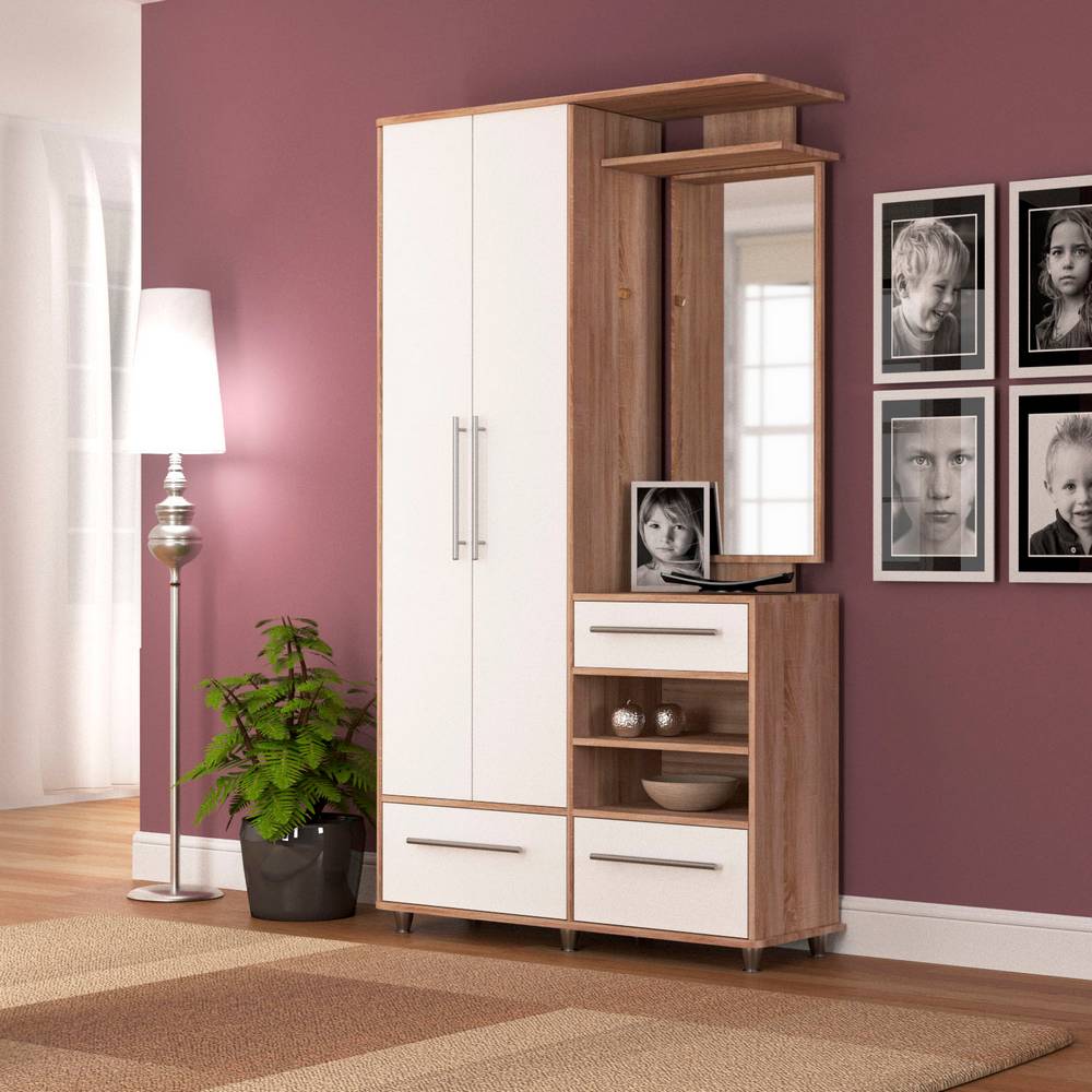 2343 Σετ εισόδου-χωλ Niag 580 113x37.5x198εκ Λευκό-Σονόμα - Image 1