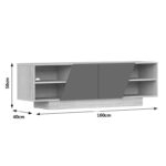 Έπιπλο τηλεόρασης Stevie pakoworld sonoma-ανθρακί 160x40x50εκ - Image 5