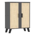 Παπουτσοθήκη-ντουλάπι Shoby pakoworld sonoma-ανθρακί 70.5x30x91εκ - Image 2