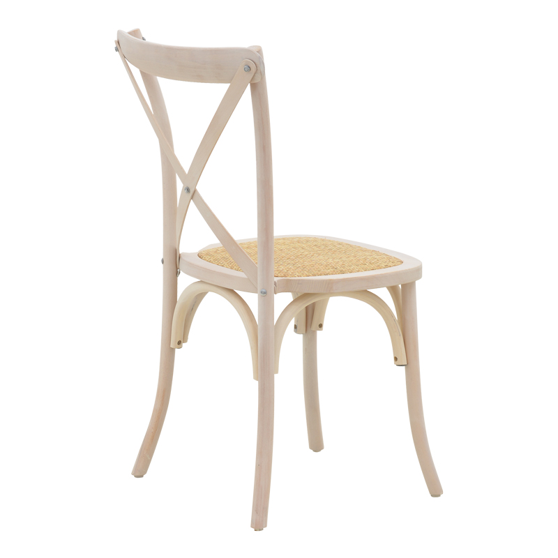 263-000021-1 Καρέκλα Dylon pakoworld στοιβαζόμενη white wash ξύλο οξιάς-έδρα φυσικό rattan 48x52x89εκ - Image 1