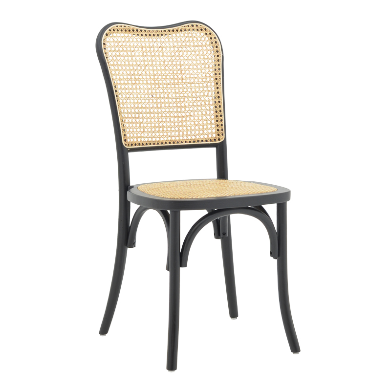 263-000043-1 Καρέκλα στοιβαζόμενη Zozele pakoworld φυσικό rattan pe-μαύρο toon wood 45x51x88εκ - Image 1