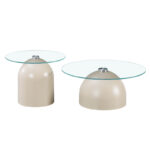 Τραπέζια σαλονιού Barel pakoworld σετ 2τεμ μέταλλο cappuccino- clear glass - Image 2