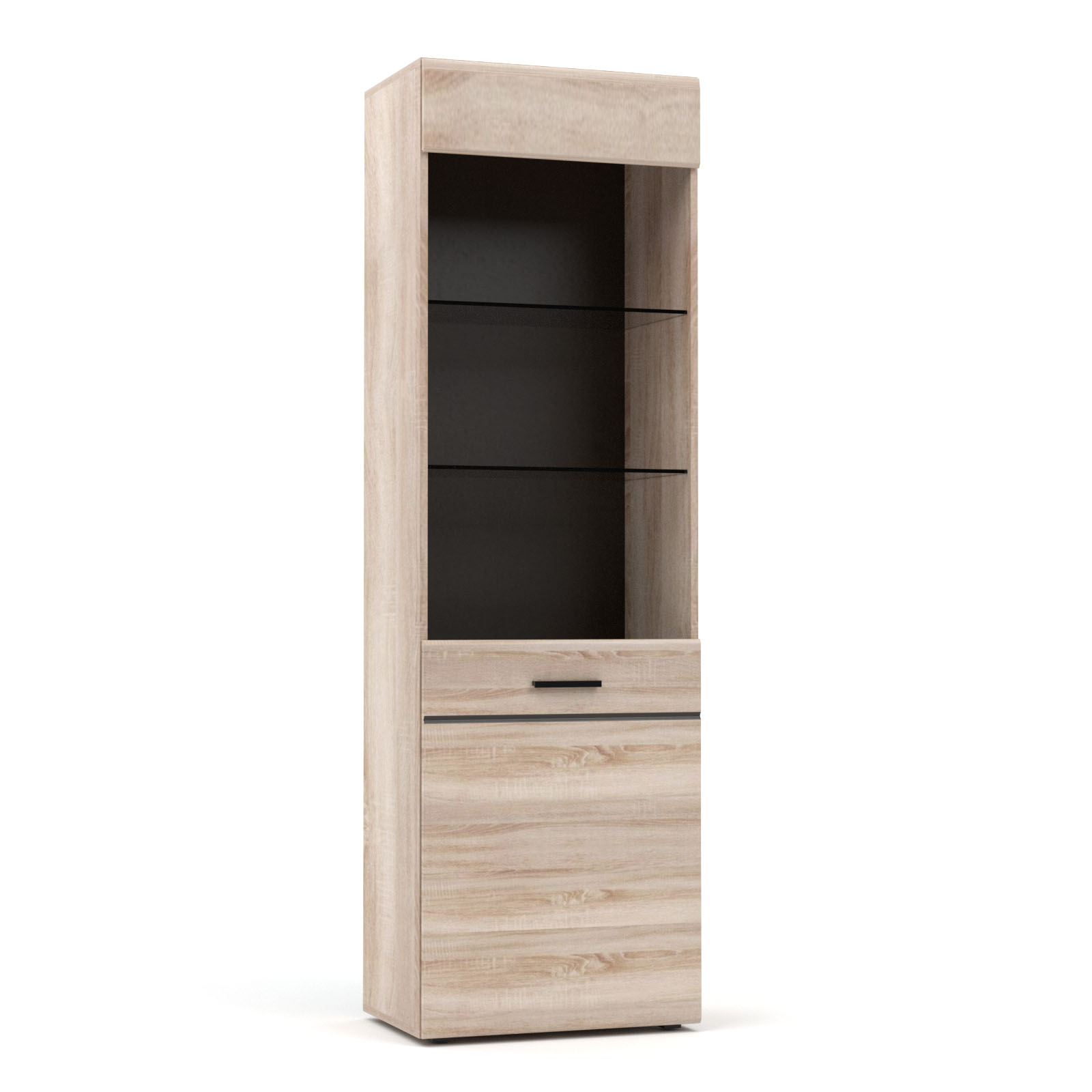 2989 Βιτρίνα Μονόφυλλη Solo 60x41x197cm Sonoma με λεπτομέρειες Wenge - Image 1