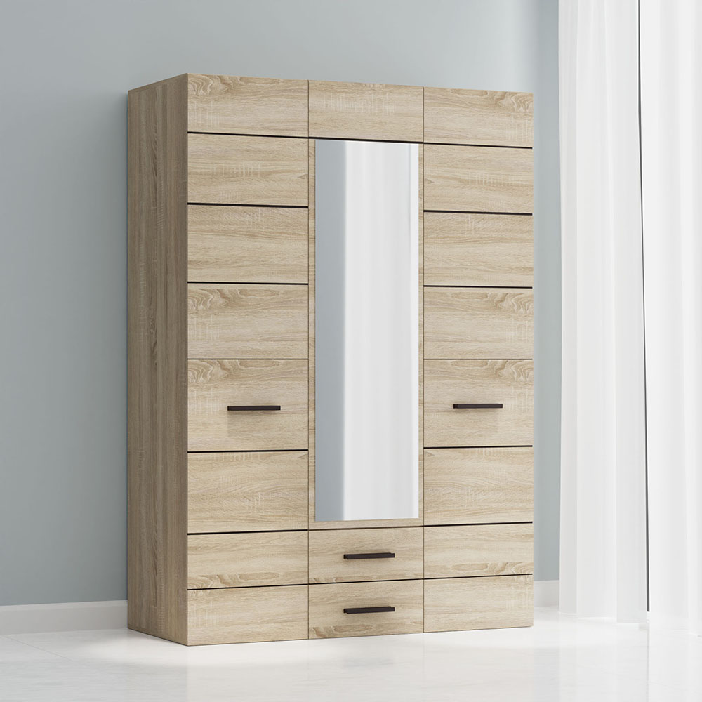 2999 Ντουλάπα Τρίφυλλη Solo3D2S Sonoma Wenge 136x58x197cm - Image 1