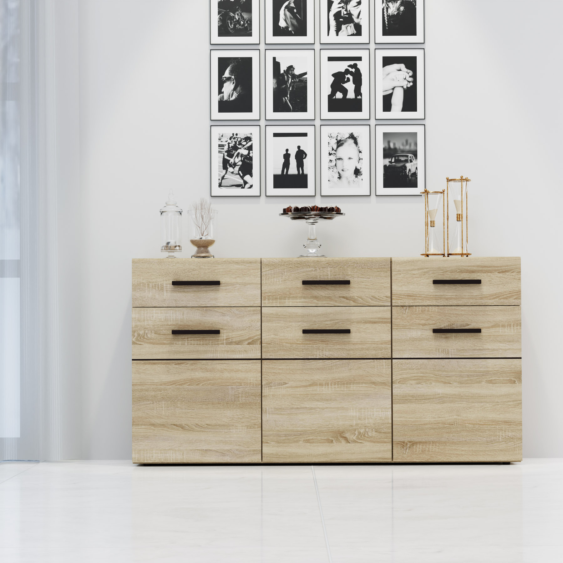 3000 Μπουφές Solo 150x41x82cm Sonoma με Wenge και MDF Καμπυλωτό τελείωμα στις πόρτες - Image 1