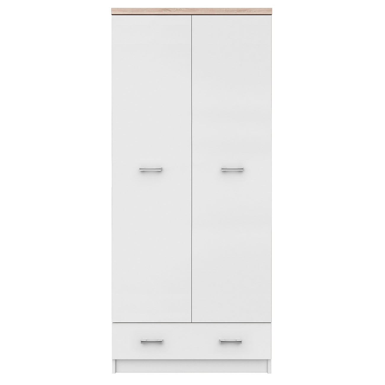 3035 Ντουλάπα Δίφυλλη Top Mix Λευκή με Sonoma 80x57x183cm - Image 1