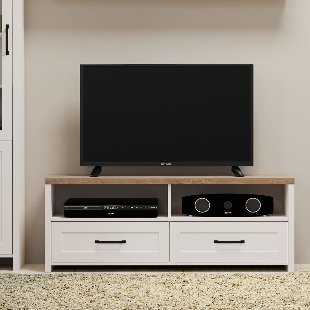 3061 ΕΠΙΠΛΟ TV VERNE 137.9x45x52.1cm Λευκό-Φυσικός Δρυς - Image 1