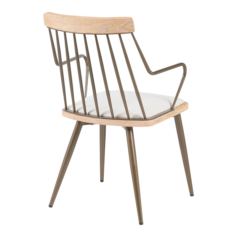 332-000031-1 Πολυθρόνα Posse pakoworld μέταλλο μπρονζέ-white wash ξύλο-μπεζ ύφασμα 52x59x83εκ - Image 1