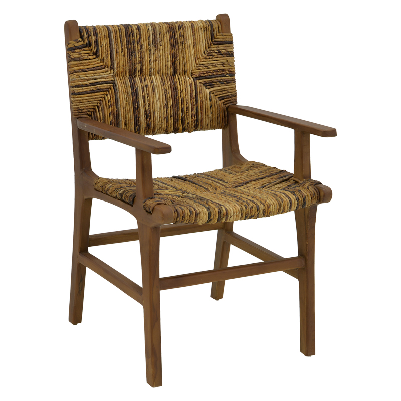336-000008-1 Πολυθρόνα Refane pakoworld φυσικό teak ξύλο-ψάθα 55x60x85εκ - Image 1