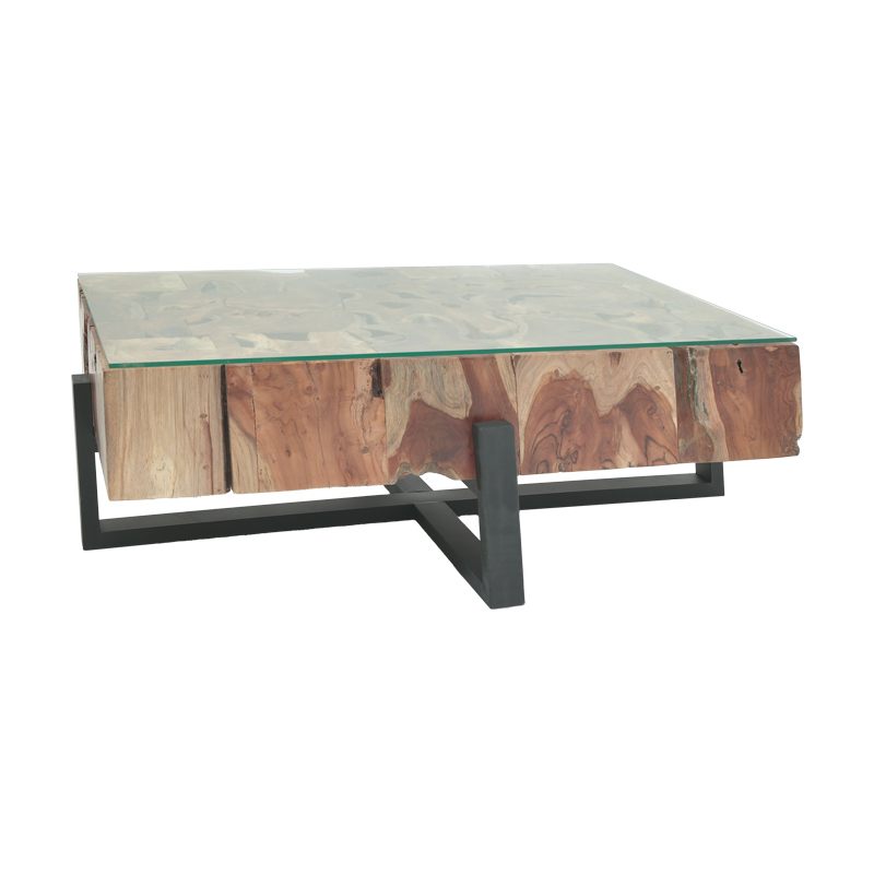343-000078-1 Τραπέζι σαλονιού Borth Inart teak ξύλο σε φυσική απόχρωση 135x90x40εκ - Image 1
