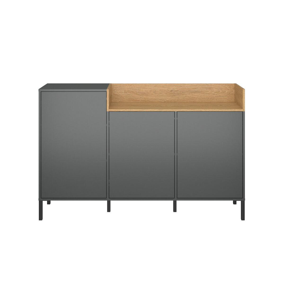 3555 Μπουφές Beril Ανθρακί-Χρυσό Δρυς 155.1x42x98.6cm - Image 1