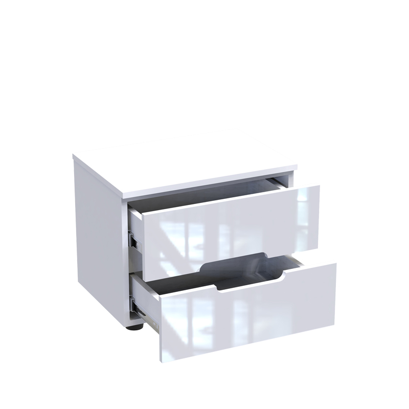 361-000019-1 Κομοδίνο Afina pakoworld mdf σε λευκή glossy απόχρωση 50x35x41εκ - Image 1